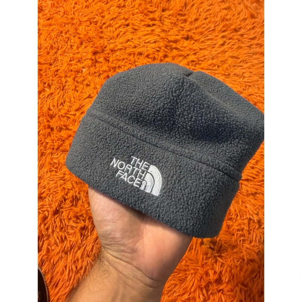 The North Face Polartec Fleece Beanie Charcoal Grey Recycled Winter Hat Logo